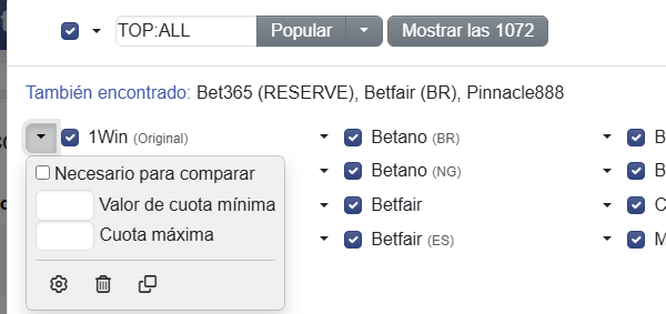 Lista personal de casas de apuestas